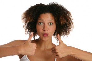 Lady with two tumbs up